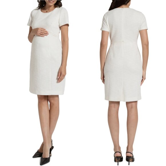 Seraphine NWT Tweed Short Maternity Dress in Ecru Off White, size 2 - Picture 1 of 11